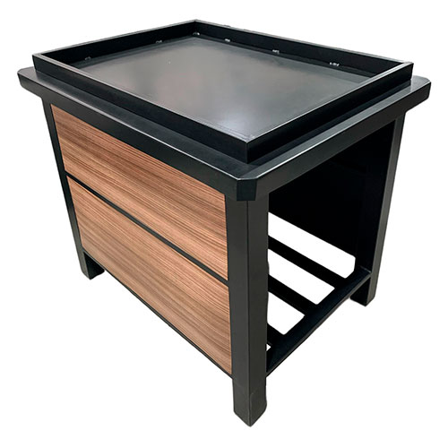 Exm-f1 - expositor mesa com compartimento inferior